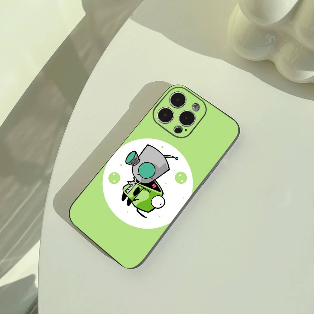 Мультяшный чехол для телефона Invader Zim Gir для iPhone 17,16,15,14,13,12,11 Pro Max,16/15/14Plus,XS Мягкий Черный Чехол