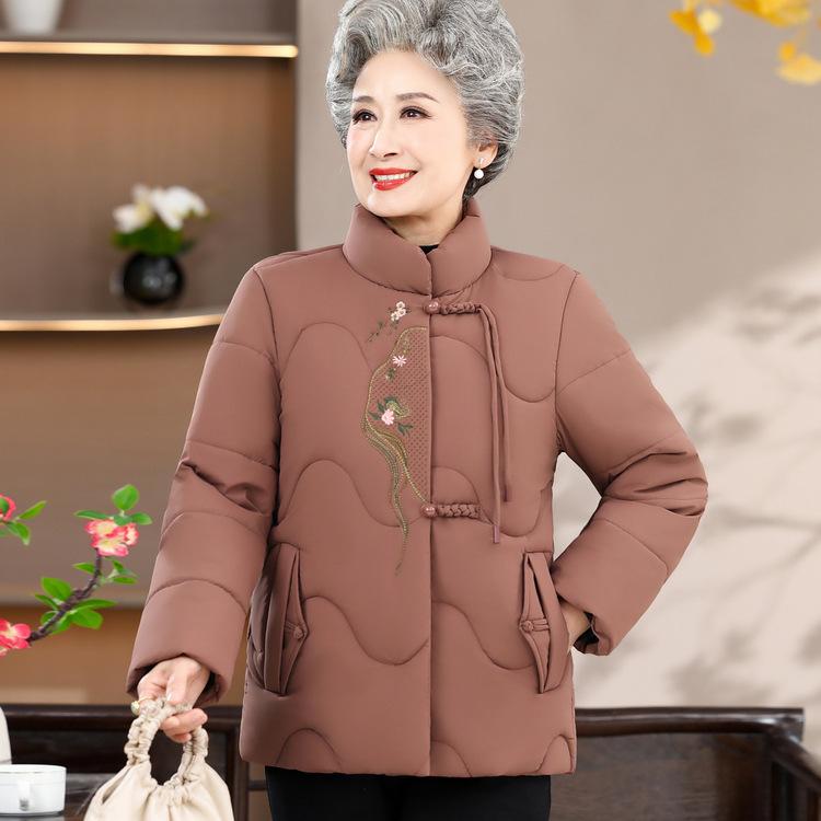Хлопковое пальто бабушки на осень и зиму, новый стиль, пуховое хлопковое пальто для среднего и пожилого возраста, женское, зимнее, с плюшевой подкладкой, хлопковое пальто для мамы