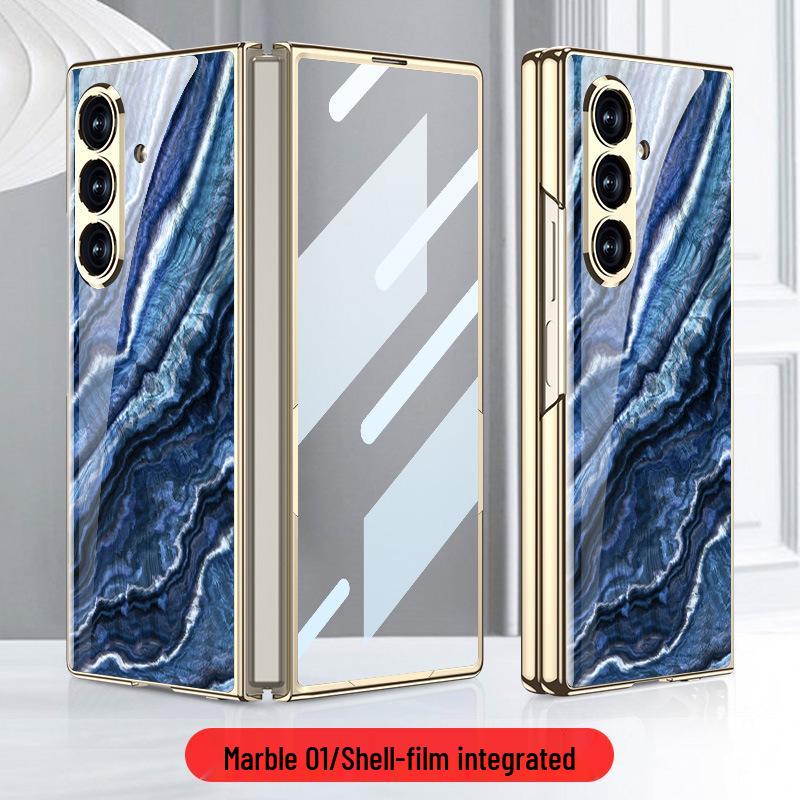 Складывающийся чехол Samsung Z Fold7 Мрамор: Стильная и модная стеклянная крышка для женщин