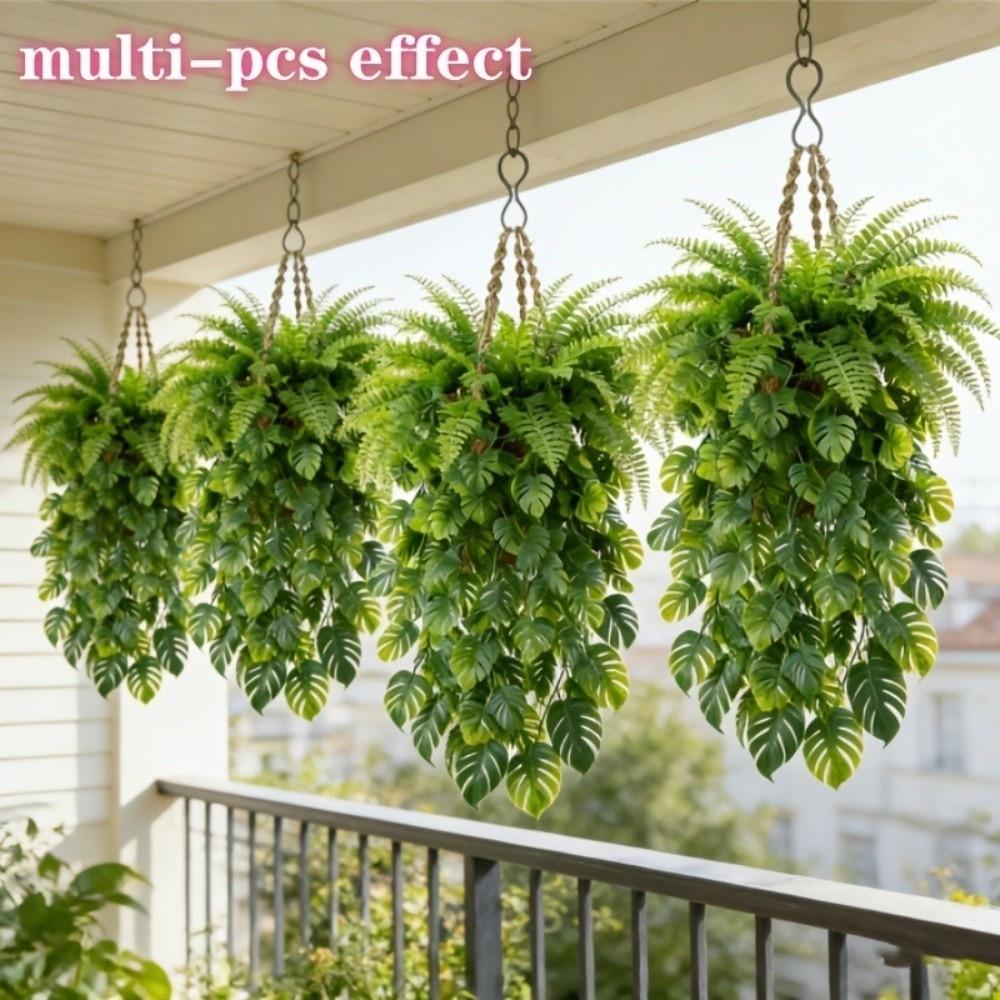Plastic Artificial Hanging Monstera Vine UV Resistant Trailing Greenery Vine Balcony