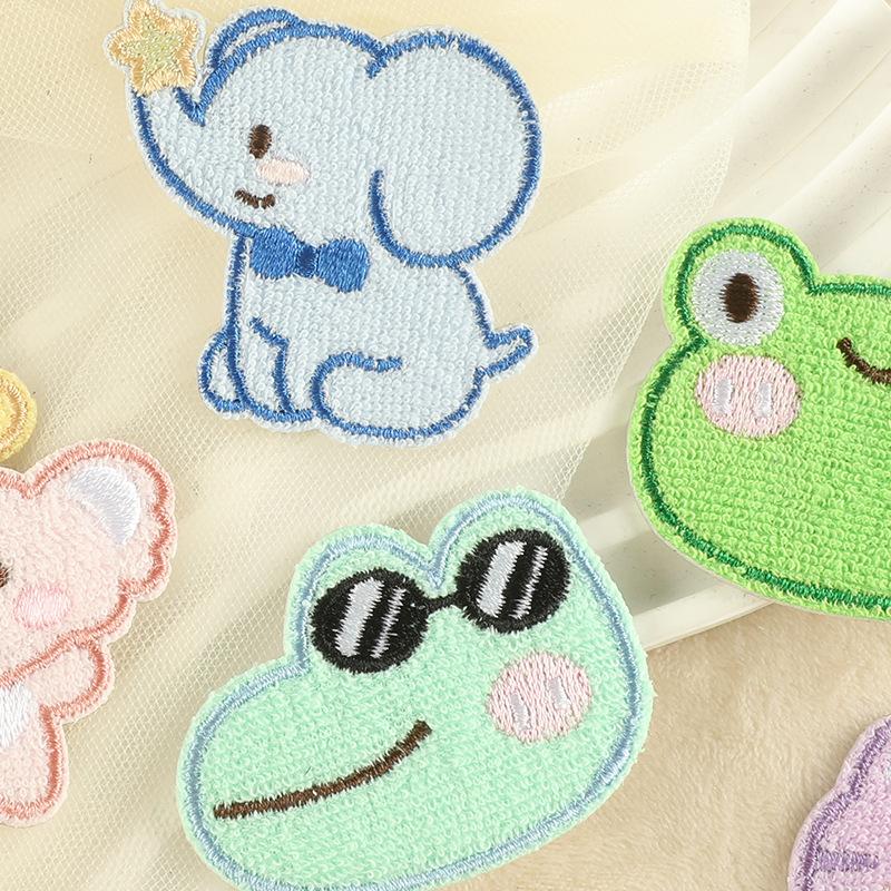 Embroidery Label Embroidery Sticker Cartoon Animal Rabbit Frog Clothing Accessories Self-adhesive Patch Cloth Sticker