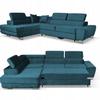 Corner Sofa Bed, Foldable, F, Bosso, Left, Family Furniture, Blue, Velvet