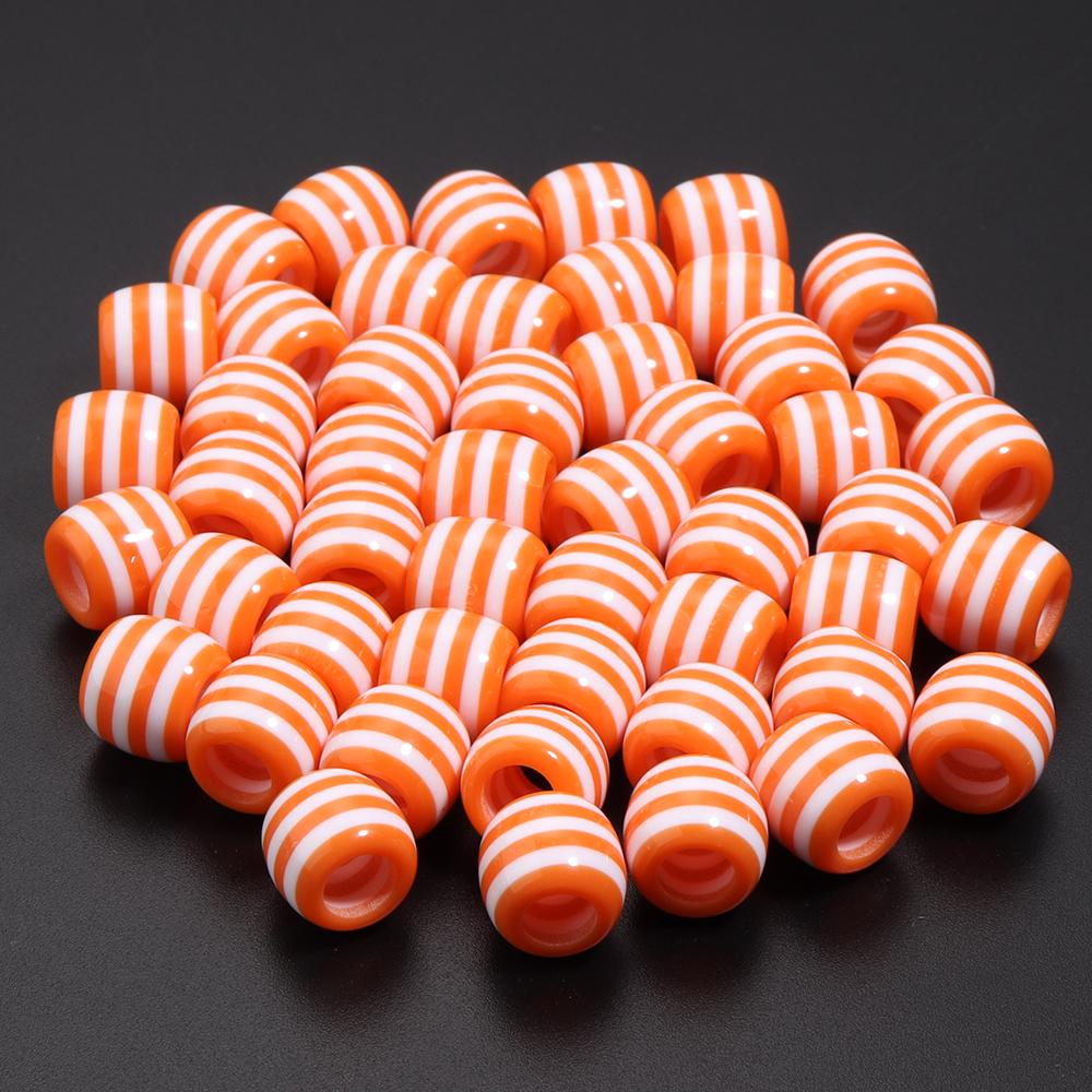 50pcs/lot Barrel Shape Rainbow Striped Resin Beads Big Hole Spacer Beads DIY Bracelet Necklace Jewelry Making Accessories
