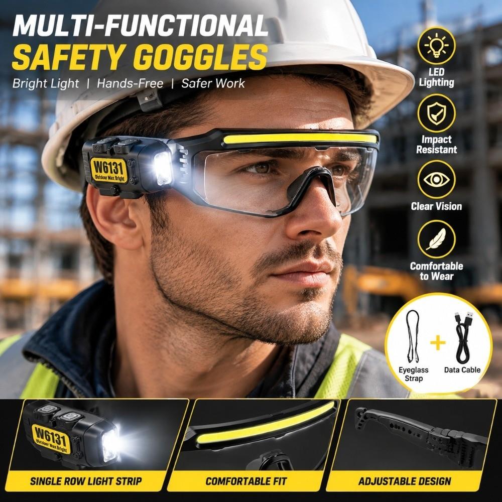 Three Light Source Motion Sensor Eyeglass Light Multi Angle Safety Goggles Light For Adults