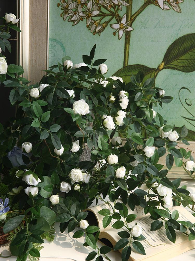2 шт. искусственные подвесные цветы розы шелковая цветочная гирлянда плющ зелень искусственная цветочная лоза с ветками для стены дома комнаты сада свадебного украшения арки