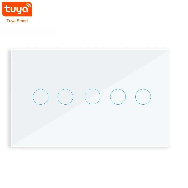 Melery WIFI Tuya Smart 4/5/6 Gang Light Switch Сенсорная стеклянная панель Беспроводной настенный выключатель Alexa Google Home Voice Remote Control
