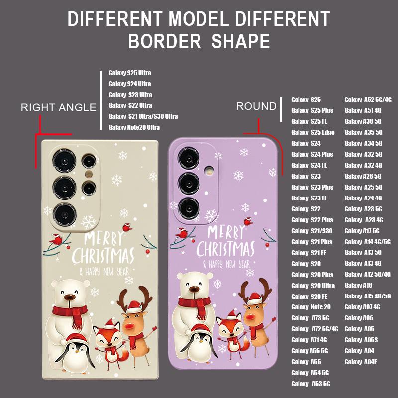 Рождественский Медведь Лось Чехол для Телефона для Samsung Galaxy S25 Ultra S24 Plus S22 S23 S21 FE A15 A16 A17 A35 A36 A54 A55 A56 Противоударный Мягкий TPU Чехол со Шнурком