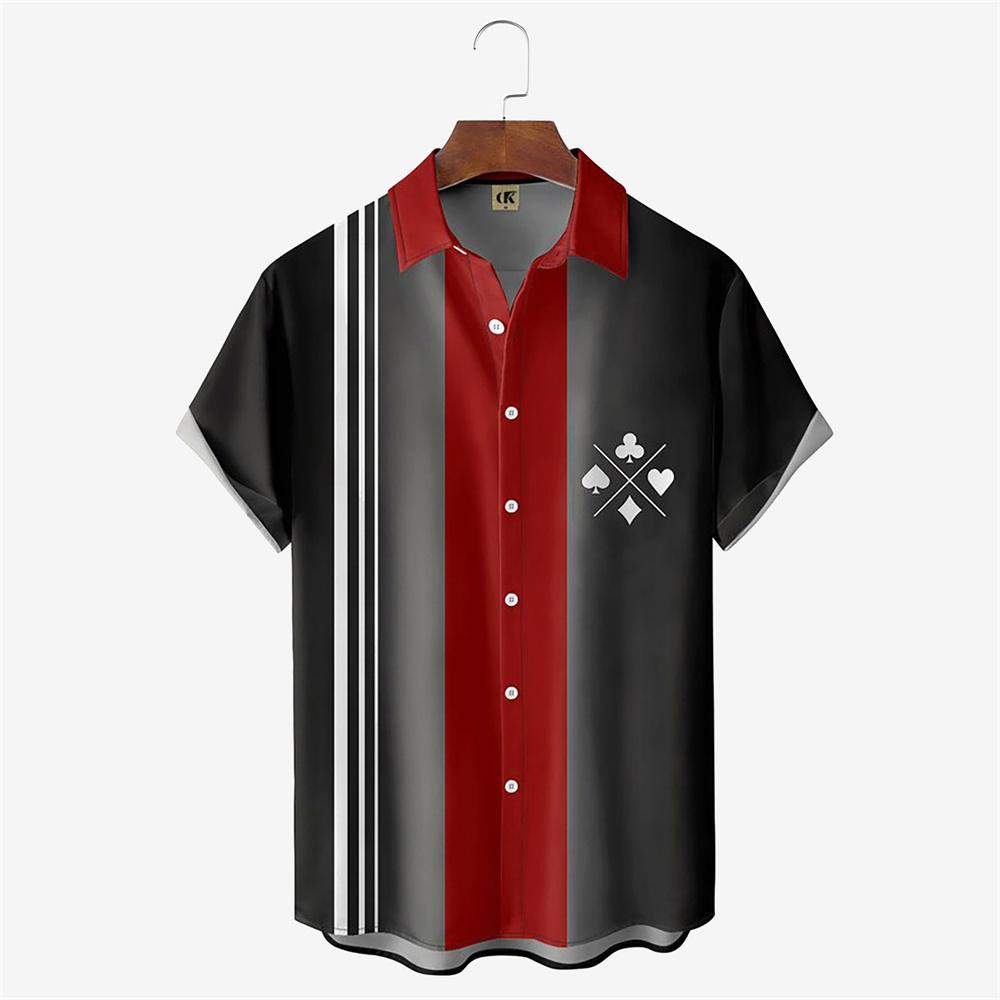 Мужская гавайская рубашка 2026 с принтом игральных карт, повседневная, модная, с отложным воротником, пляжная, винтажная