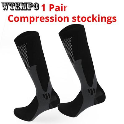 1 пара компрессионных чулок для бега на открытом воздухе, футбола, велосипедных носков, длинные мужские цветные сетчатые спортивные носки