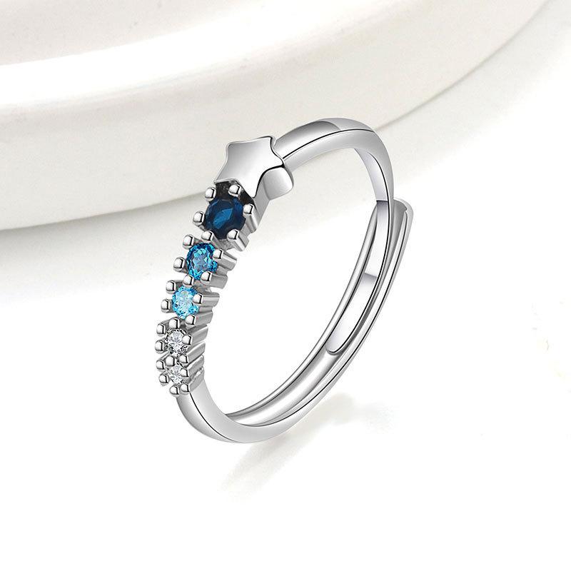 Colorful Meteor Zircon Index Ring For Women Simple Fashion Come True Finger Band Jewelry Gift