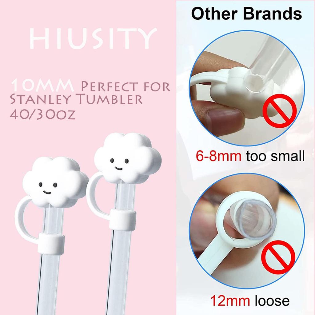 HIUSITY 7 шт., чехол для соломинки, силиконовый чехол для стакана Stanley Cup с ручкой, 40 унций, симпатичный чехол для соломинки в виде облака, пылезащитный многоразовый чехол для соломинки
