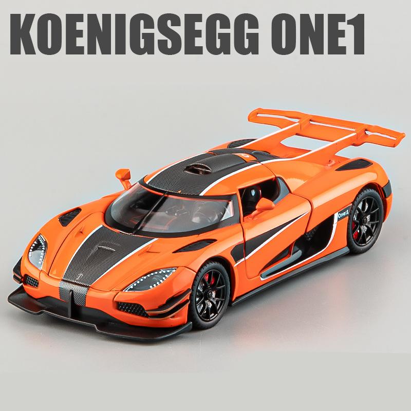 1/24 Koenigsegg ONE 1 Alloy Sports Car Model Diecasts Metal Racing Car Model High Simulation Sound and Light Childrens Toys Gift