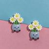 2Pcs Cartoon Potted Plants Fridge Magnet Resin 3D Potted Cactus Aloe Lily Tulip Flower Refrigerator Magnet Kitchen Home Office