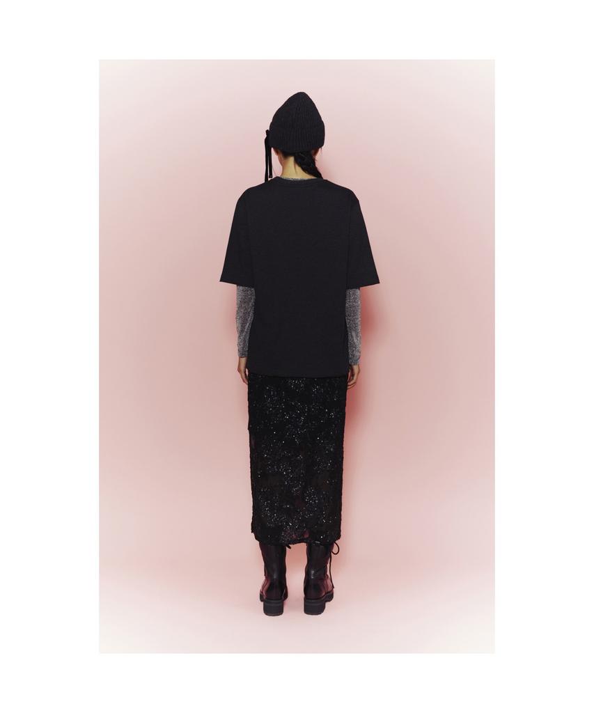 LUCKY CHOUETTE [Holiday Edition] Spangle Long Banded Waist Skirt (Under Skirt Set) (Black) Lfkas25040Bkx