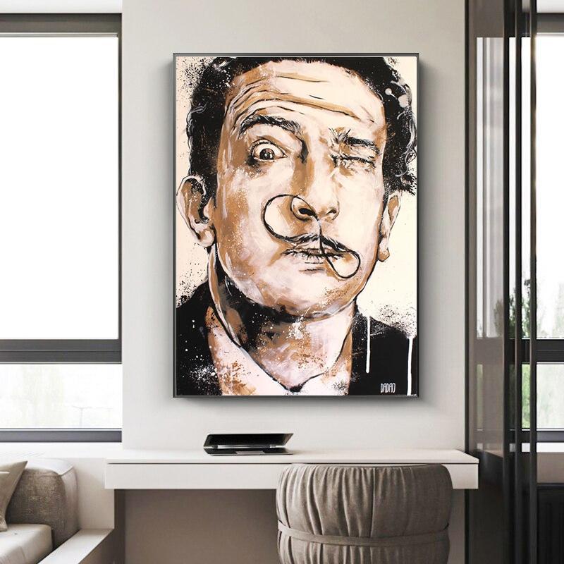 Абстрактные граффити Дали, художественные картины на холсте, портретный постер с лицом и принтом, настенные художественные картинки для декора стен гостиной, Cuadros