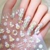 Cute Christmas Style Bow Colorful Snowflake Christmas Tree Nail Art Stickers Girly Nail Art Print Stickers Women Nail Decor Gift