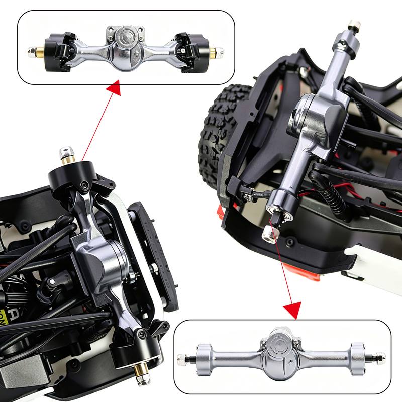 for Axial SCX30 Aluminum Front Rear Axles Set Assembly with Brass Steering Knuckles Steering Link 1/30 RC Crawler Upgrade