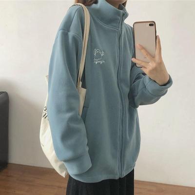 Женская толстовка, однотонная толстая повседневная водолазка, модный кардиган на молнии, теплая куртка