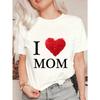 Oversized T Shirt Black I Love Mom Heart Print For Mother Day Gift Women Casual Wear