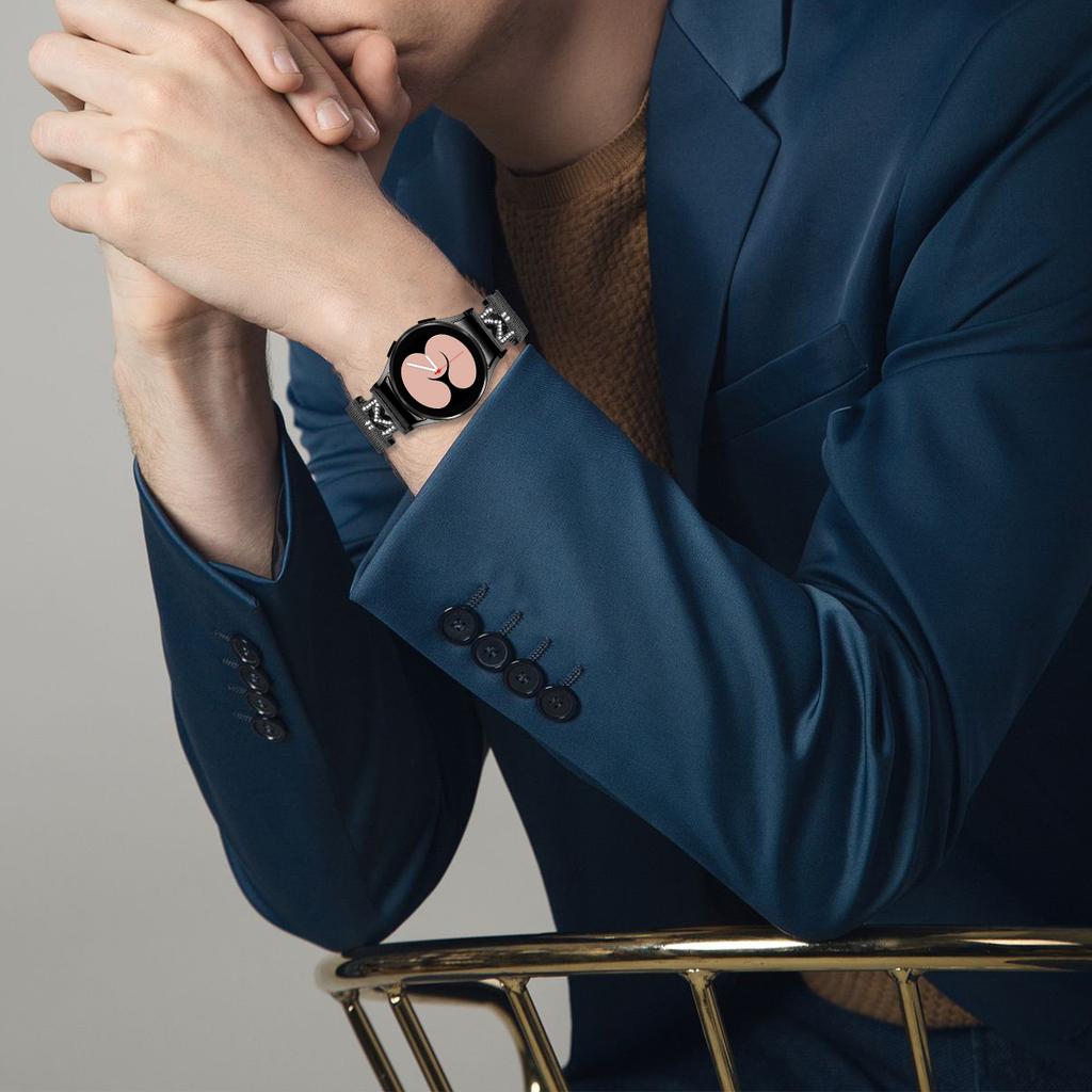 Металлический ремешок с коннектором для Samsung Galaxy Watch 5 Pro/5/5 Active/4/4 Active/4 Classic миланский ремешок для часов M-типа с украшением из страз