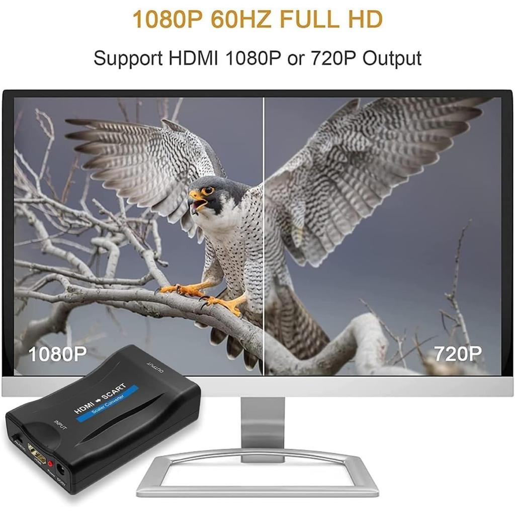 Адаптер SCART, Конвертер HDMI в SCART, Аудиовидеоадаптер HDMI в SCART с поддержкой вывода на телевизоры NTSC/PAL для PS3/PS2/ТВ/DVD