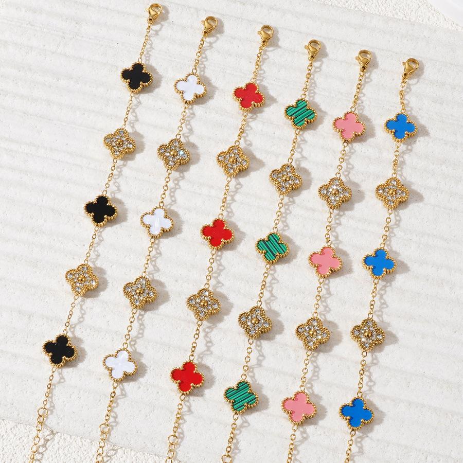 18k High-Grade Titanium Steel Bracelet Premium Feeling Women's Four-Leaf Clover Bracelet Fashion Hand Jewellery