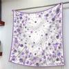 90cm French High-quality Twill Silk Jungle Purple Orchid Flower Shawl Decorative Women Square Scarf