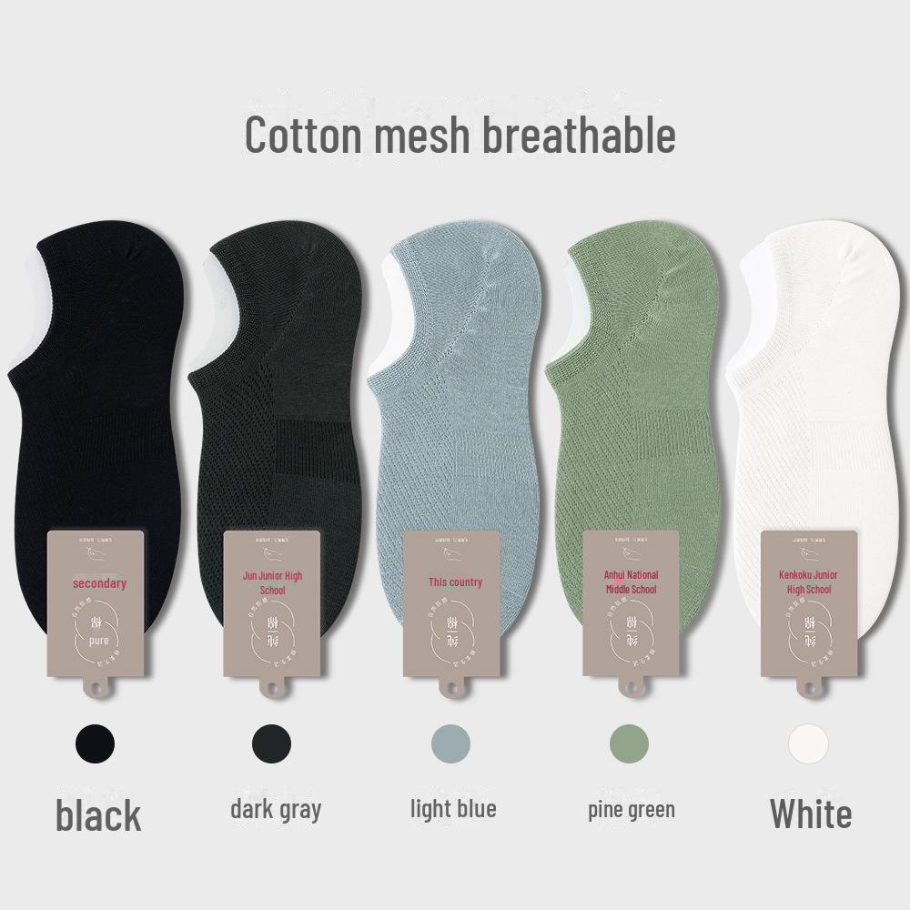 Мужские невидимые хлопковые носки с закрытой пяткой: Нескользящий, антибактериальный, дышащий, впитывающий пот, ультратонкий