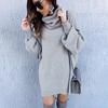 Autumn and Winter Women's Pullover Turtleneck Long-sleeved Knitted Dress with Loose Sweater Skirt