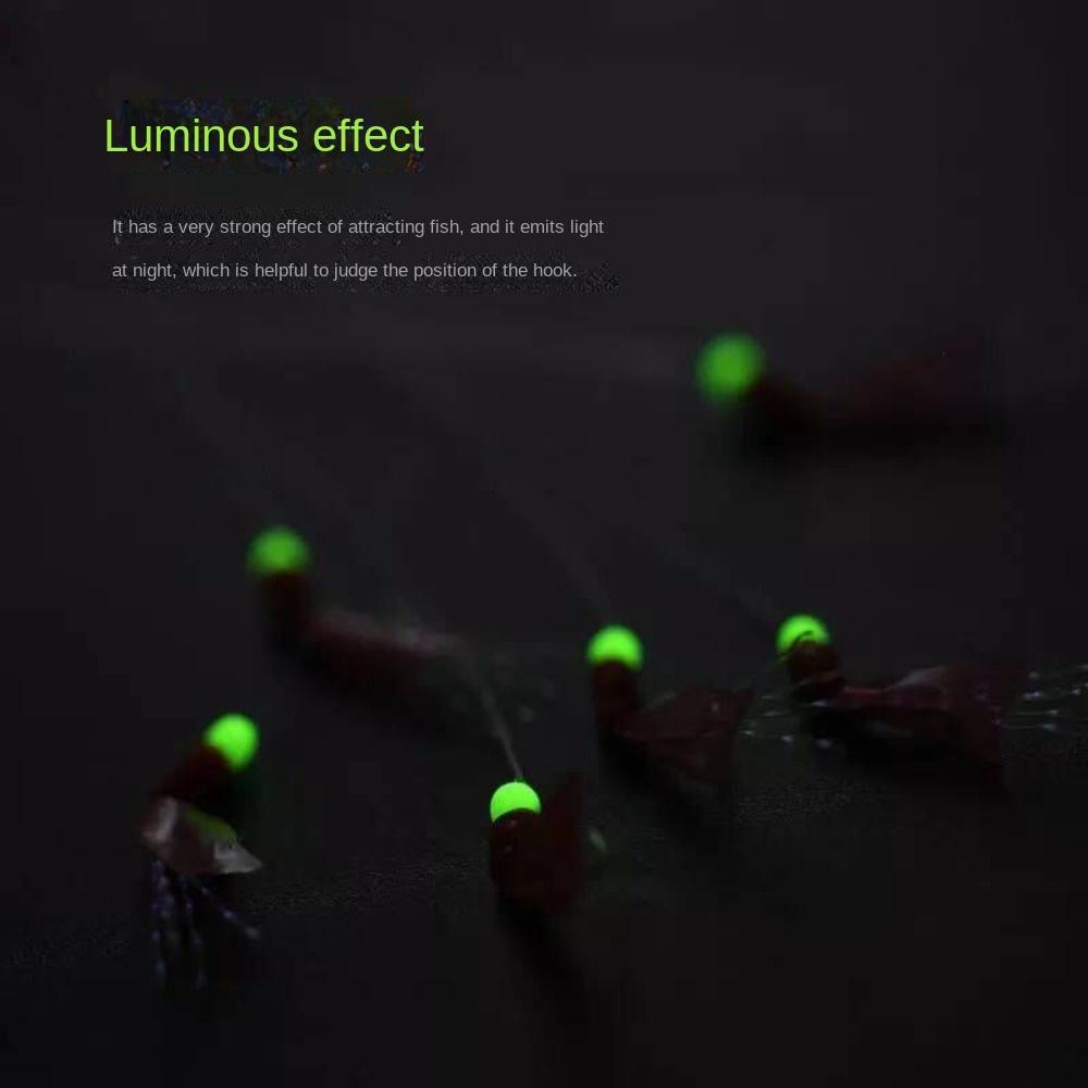 6pcs Artificial Sabiki String Hook Rig Luminous Bean Lure Bait Tackle  for Sea/Freshwater Fishing