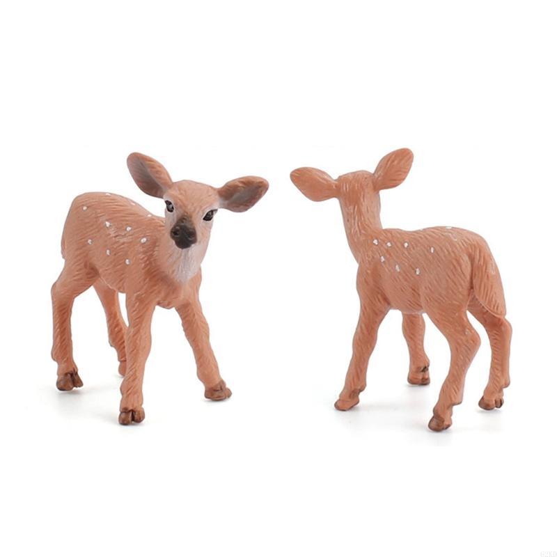 62KD Artificial Deer Family Figurines Miniature Cake Toppers Home Decoration