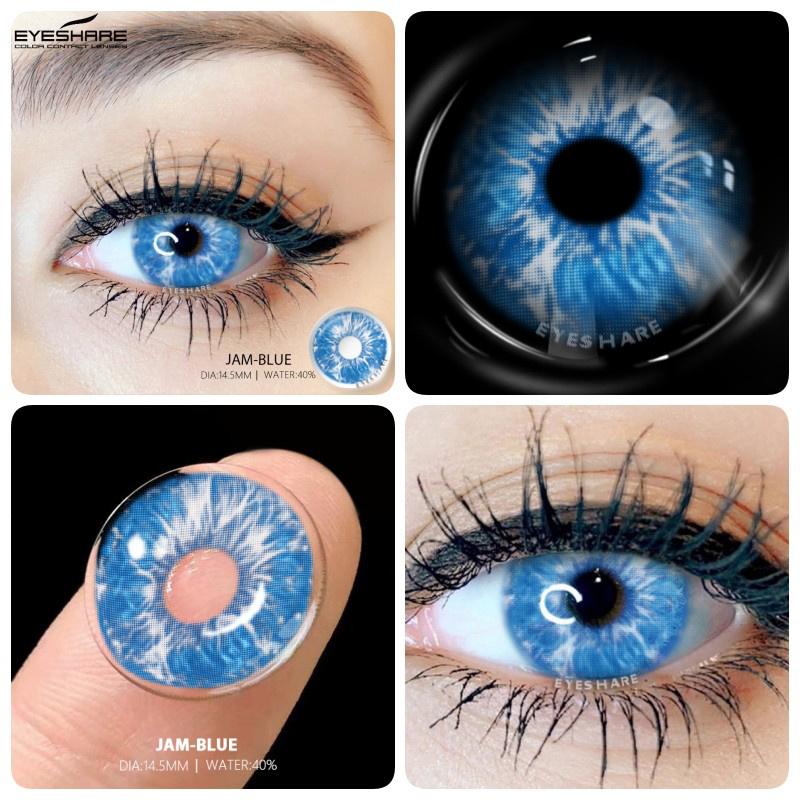 Eyeshare 1Pair Color Contact Lenses for Eyes Multicolored Lenses Anime Cosplay Eye Contacts Halloween White Black Lenses Yearly
