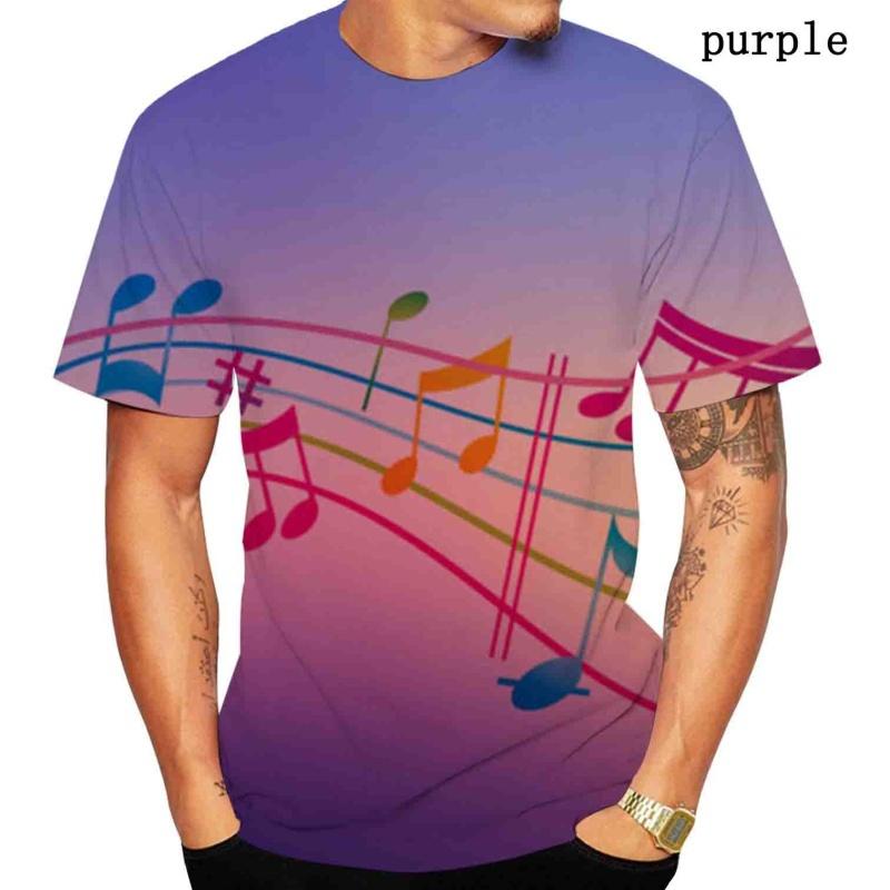 Новая модная весенне-летняя футболка с музыкальной нотой 3D-принтом, крутая мужская/женская, с коротким рукавом, унисекс, с круглым вырезом