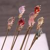 Vintage Chinese Style Hair Stick Women Metal Glaze Hair Fork Hairpin Hair Clip