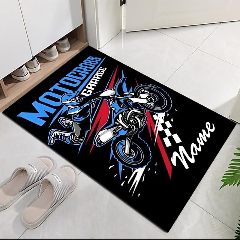 Custom Name off-road motorcycles Printed Carpet, for Office Chair Living Room Bedroom Kitchen Room Decor Gifts.