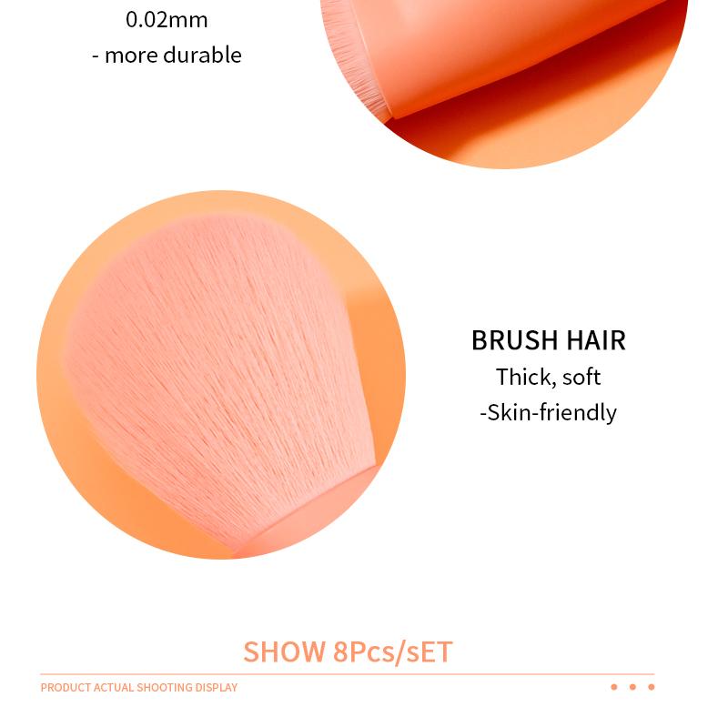 DUcare Оранжевый, 8 шт., высококачественные кисти для макияжа для лица, синтетические пудры для волос, румяна, тени для бровей, набор кистей для макияжа с косметичкой