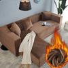 Luxury Velvet Sofa Cover Super Warmthick Elastic Couch Cover For Living Room Solid Color Furniture Protector Armchair Slipcover