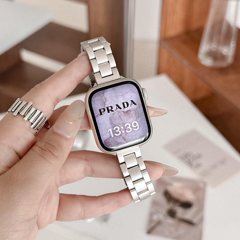 Совместимый ремешок Apple из нержавеющей стали для S11/S10/iWatch 9 - Стиль «Бамбуковый сустав»