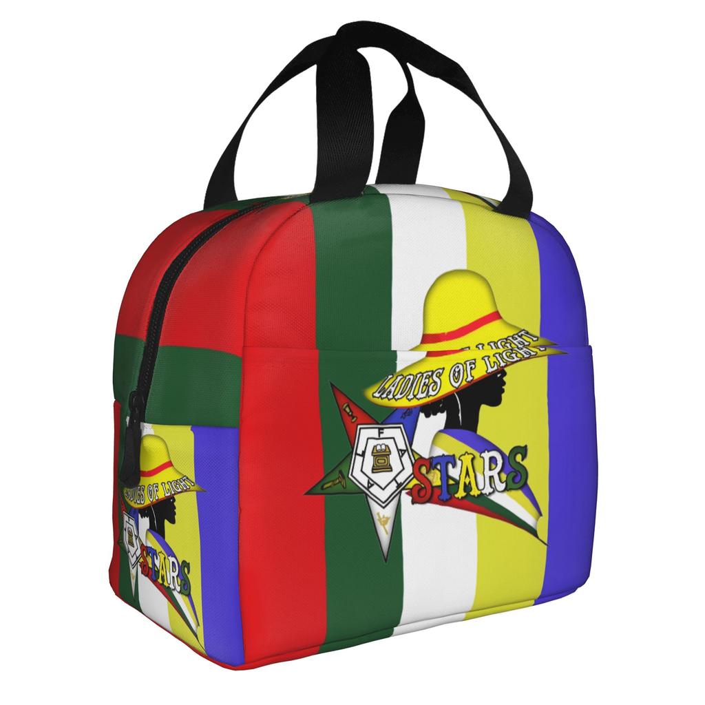 Order Of The Eastern Star Logo Thermal Insulated Lunch Bags Women Portable Lunch Container for School Multifunction Food Box