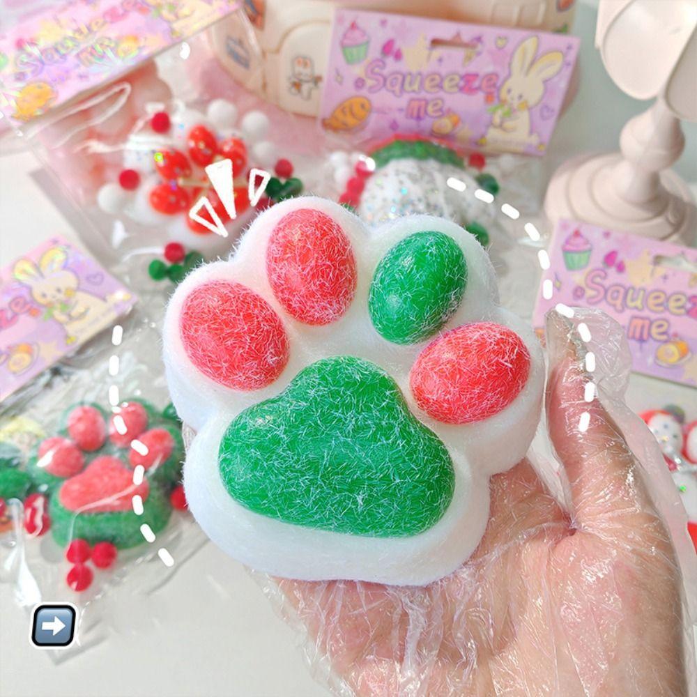 Silicone Christmas Cat Paw Squeeze Toys Slow Rebound Cat Paw Pinch Toy  Christmas Gift