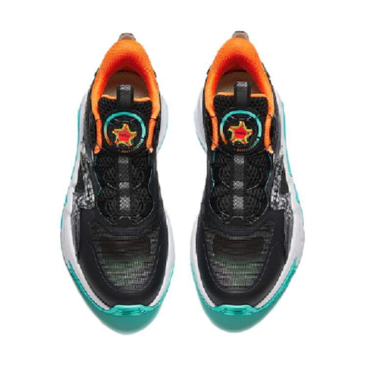 Anta Kids Comfortable Simple Low-Top Basketball Shoes Kids Sneaker Black Green 312421109-4