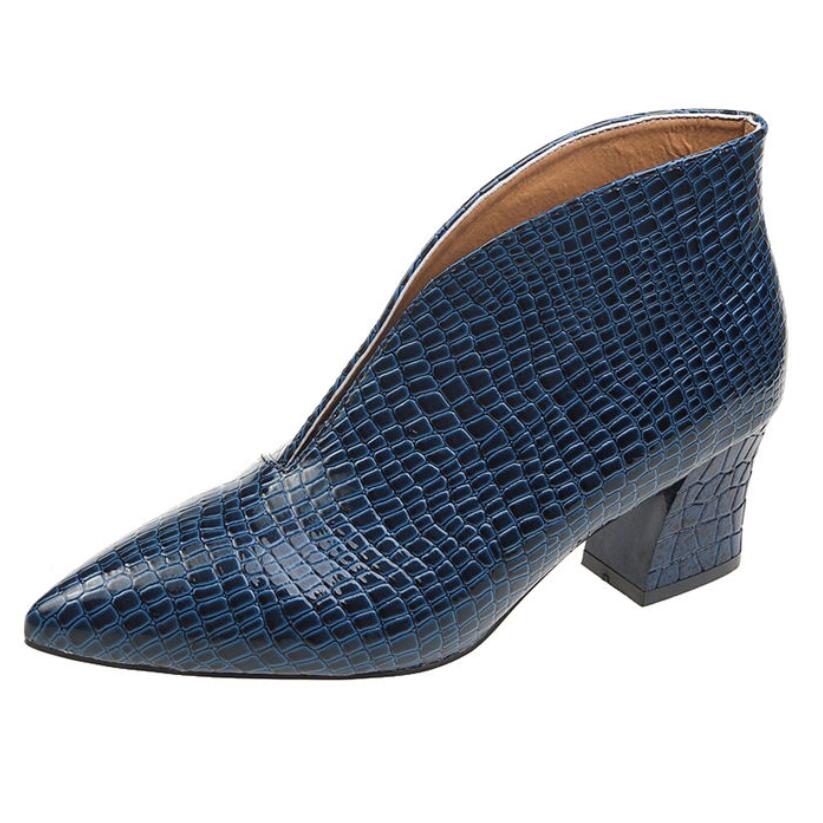 FHC Новые туфли-лодочки V-образной формы, женские туфли из змеиной ПУ кожи, заостренный носок, ботильоны до щиколотки, черные, СИНИЕ, дропшиппинг