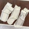 3/6Pairs Sweet White Lace Ruffle Socks - Ultra-Thin Ice Silk Mesh Crew Socks for Women, Cute Lolita Style Hosiery