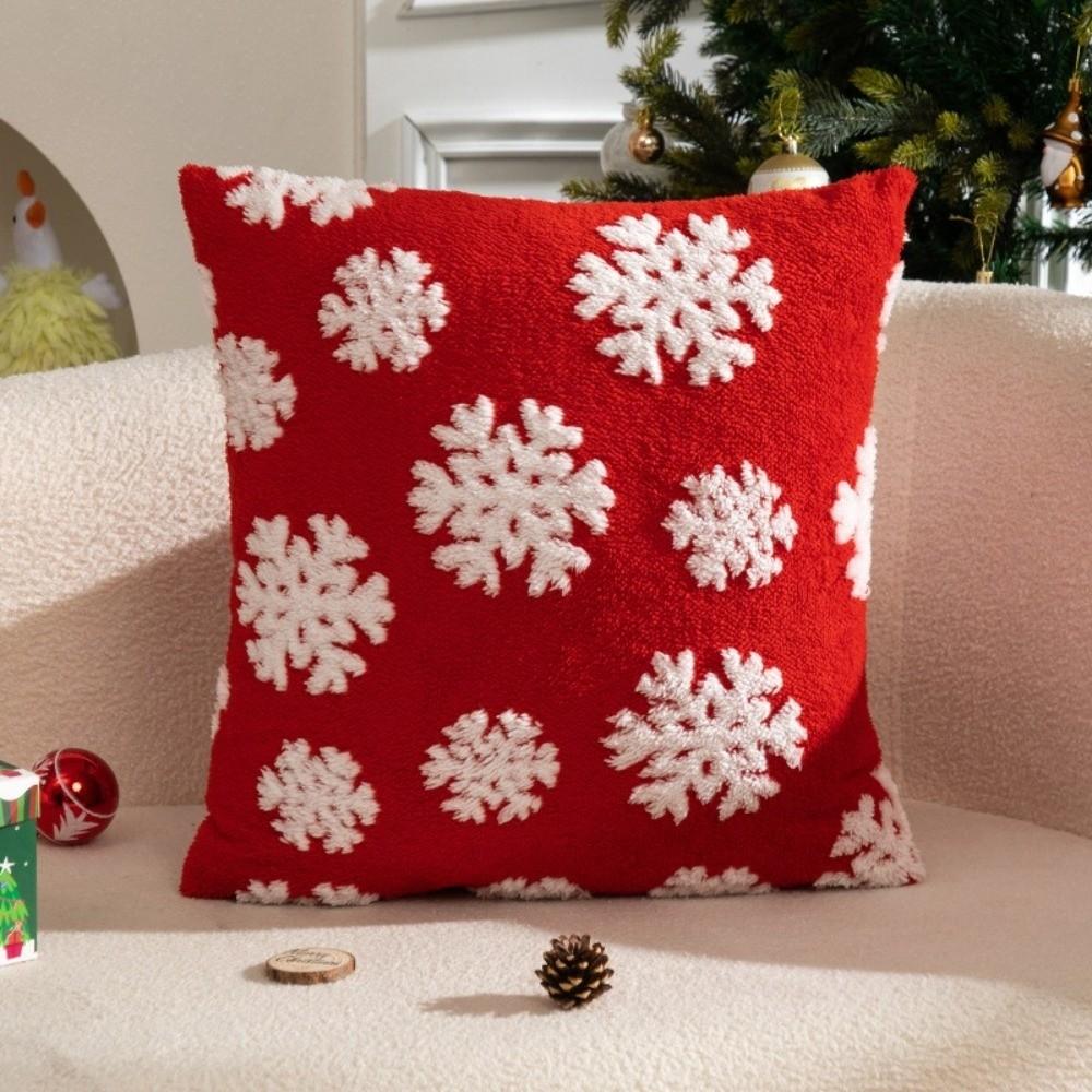 Cozy Throw Pillow Cover Soft Decorative Pillowcase Snowflake Christmas Pillow Cover Winter