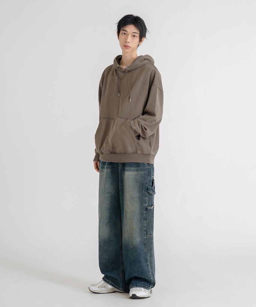 LEMAIN SECOND Vintage Catwashed Wide Carpenter Denim Elastic Waist Pants [Sand Blue]