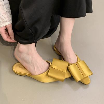 Французские атласные туфли-баотоу на полупальцах, женская летняя обувь для ношения с юбкой, темпераментные, на одном педале, ленивые мюли