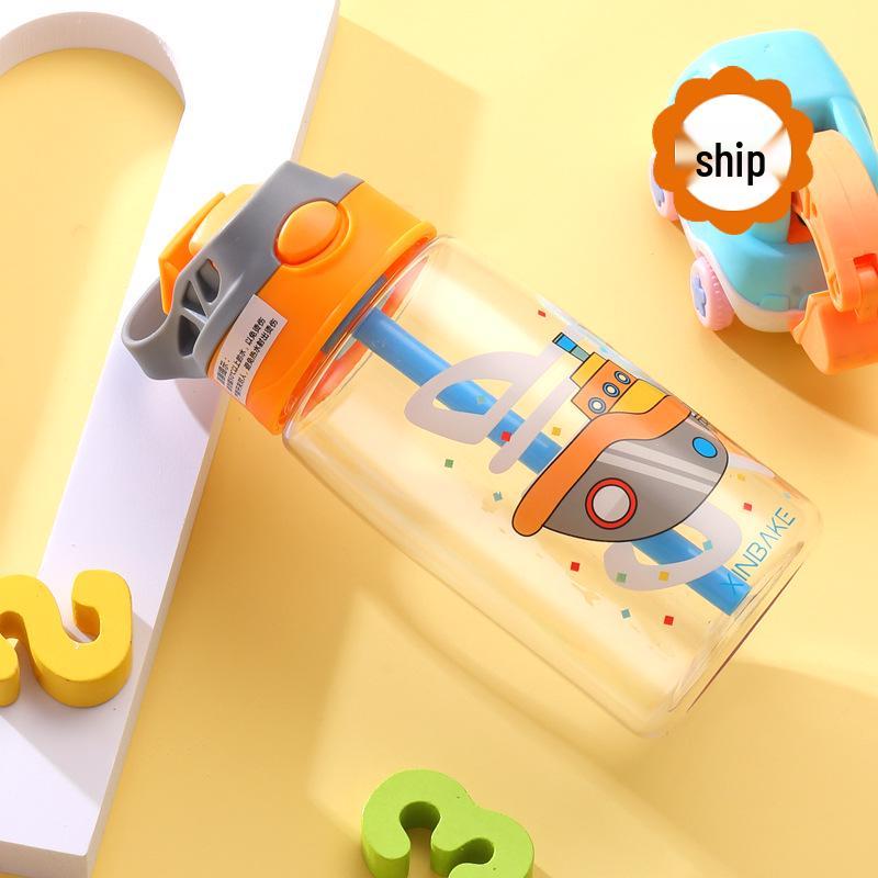 Мультяшный пластиковый стакан для воды с трубочкой-носиком для детей - Портативный и идеально подходит для школы