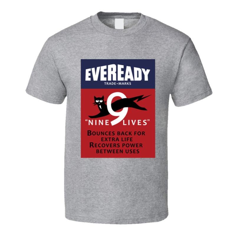 Vintage Batteries Retro Logo Nine Lives Cat 60s Throwback Battery T Shirt