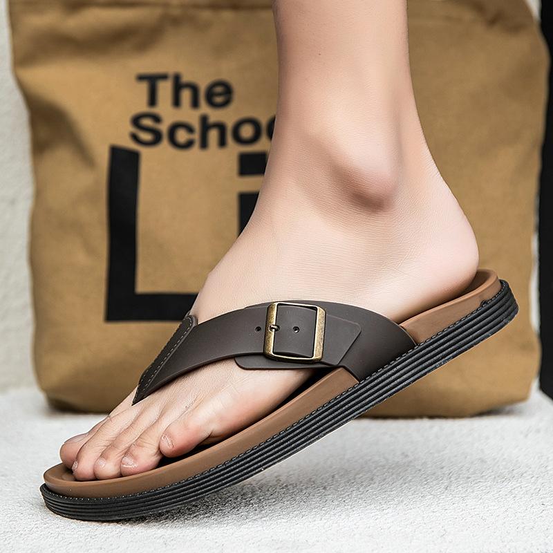 Summer Flip-flops For Men, Home And Outdoor Trendy Men's Thick-soled Outdoor Beach Shoes