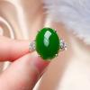 Новое Темпераментное Гусиное Яйцо Форма Имитация Хотан Яшма Халцедон Открытое Кольцо Женское Ретро Живое Кольцо Ювелирные Изделия